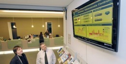 Visitors and staff at Climate-KIC's Lower Silesia centre in Poland can view energy costs and savings on a digital dashboard, just like this one at a different site