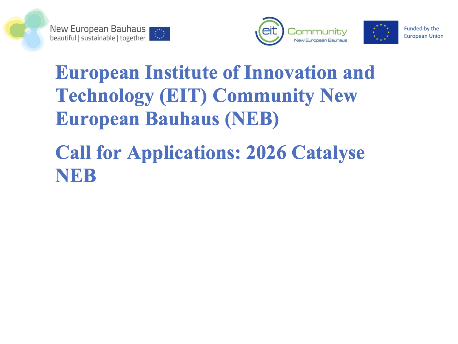Call for Applications: 2026 Catalyse NEB